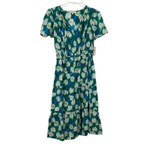 Angels Forever Young Green Floral Midi Dress Womens Size Small